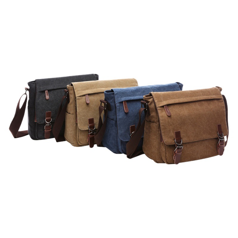 Factory Direct Supply Amazon Korean Style Fashionable Men's Crossbody Bag Single Shoulder Student Computer Bag Unisex Canvas Messenger Bag