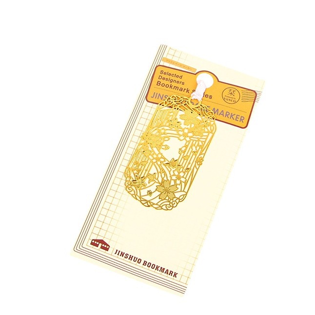 Flor de cerezo marcador hueco de metal estilo chino papelería creativa lectura clip de libro latón regalo artístico pequeño marcador al por mayor