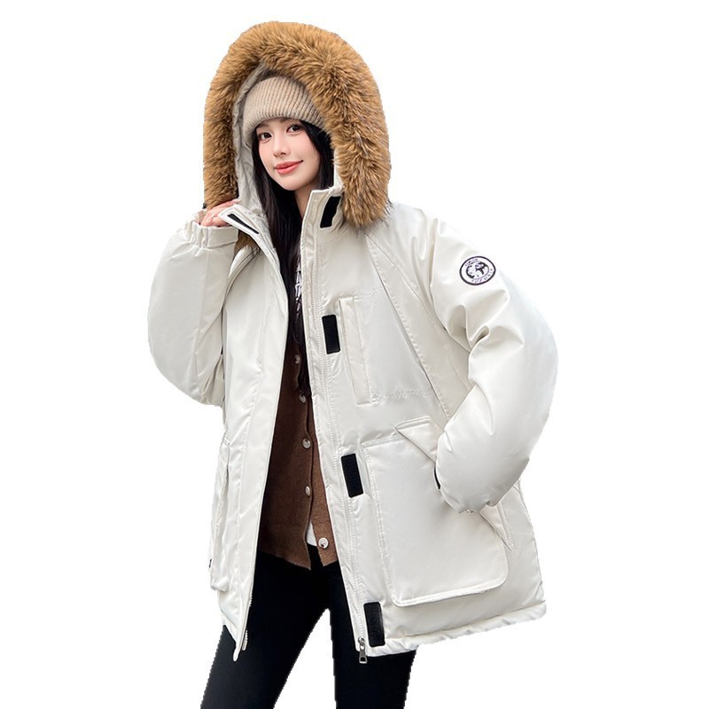 欧货爆款派克服2025新款羽绒棉服女韩版短款棉衣大毛领加厚外套女|undefined