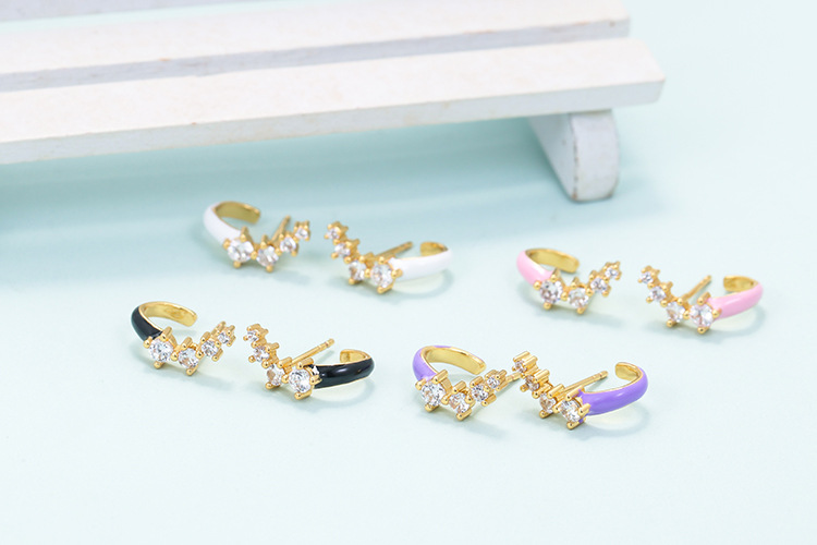 Long Earrings Female Color Drip Enamel Ear Bone Clip Temperament Korean Earrings display picture 3