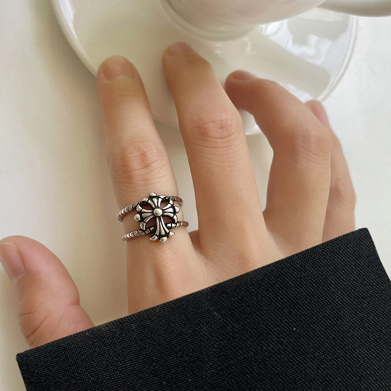Unisex Gender Punk, Streetwear Style Punk Streetwear Cross Copper Open Rings