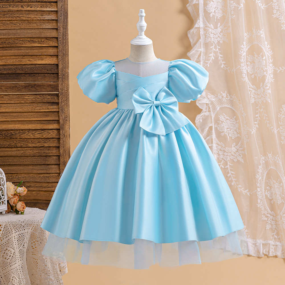 Vestido de niñas cortesana de cola de burbuja manga vestido de princesa vestido de cena vestido de piano vestido de noche vestido de anfitrión