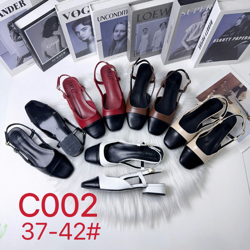 2026夏新款C家联名跨境后空小香风欧美中高跟凉鞋女精品高端撞色