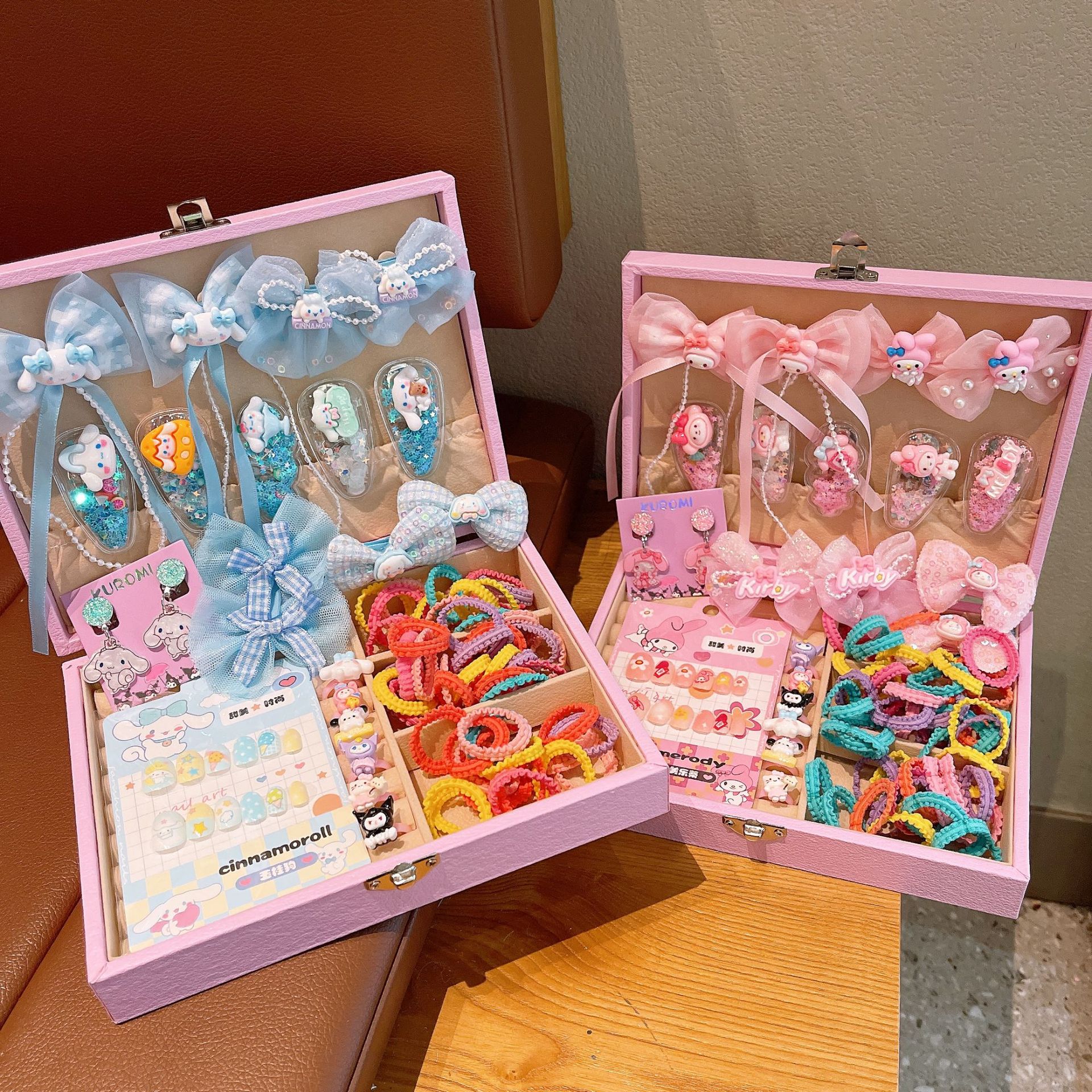 Juego de caja de regalo de accesorios para el cabello para niños de alta gama, caja de joyería de tocado para niñas, princesa, arco, exquisito regalo de cumpleaños