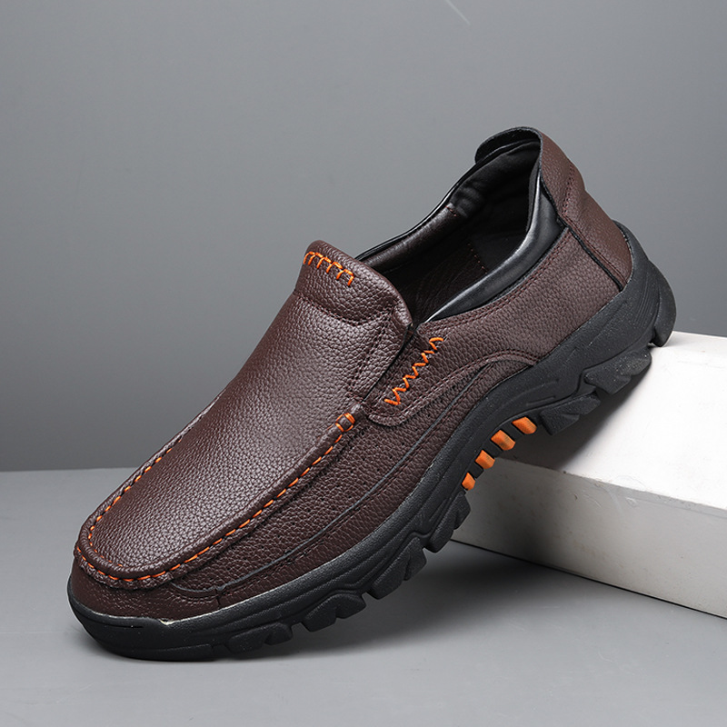 Transfronterizos Amazon zapatos de hombre de verano de alta calidad zapatos de cuero casuales de un pie zapatos Lefour antideslizantes zapatos de papá suaves