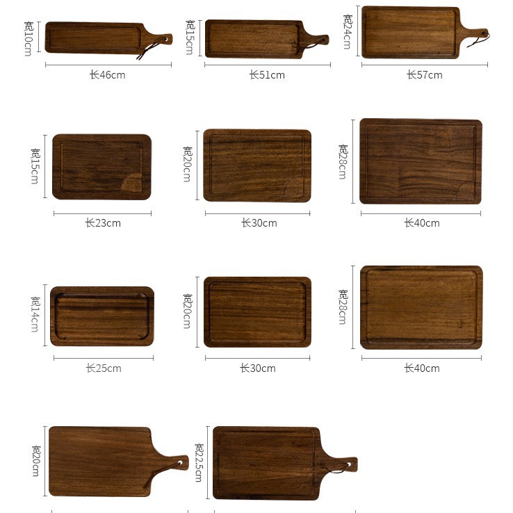 Tablero de cortar de madera de acacia amazónica con mango final tablero de corte Placa de filete tablero redondo queso bandeja de pan tablero de pizza