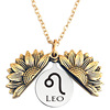 Necklace, zodiac signs solar-powered, pendant engraved, European style