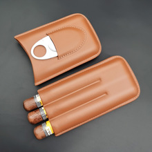 厂家现货批发便携式雪茄皮套3支装雪茄盒密封保湿盒旅行雪加烟盒