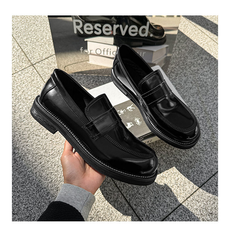 Mocassini casual da uomo ShoeVault in pelle con suola spessa, stile britannico alla moda, slip-on con rialzo, adatti per il lavoro e l'ufficio_voghion.com
