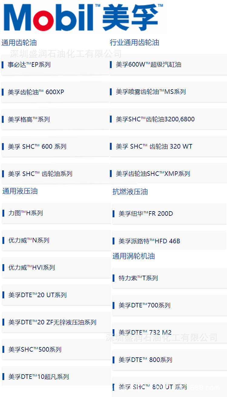 美孚润滑油型号详情1