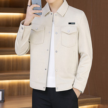 爆款2025秋季男士翻领夹克简约潮流百搭休闲外套中青年一件代发