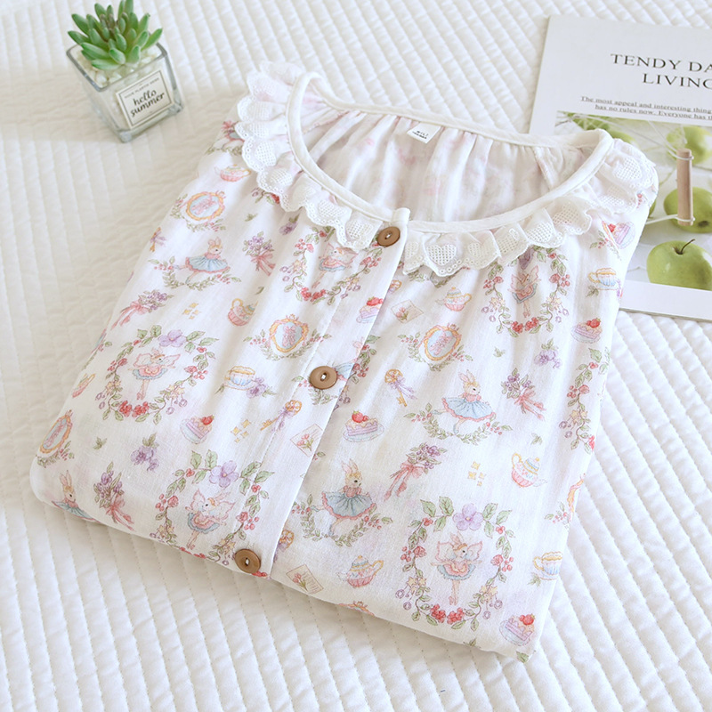 가슴 패드/고정 컵 순면 거즈 라운드 넥 감금 의류 세트 공주 토끼