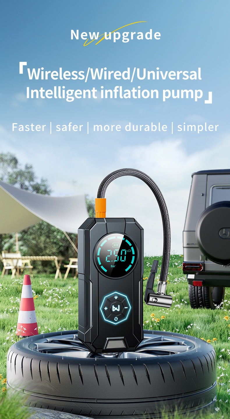 Fast-charging car air pump, wireless portable car-type electric vehicle tire 12v high-power inflator