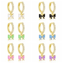 S925银针日韩爆款时尚简约蝴蝶结几何耳圈Celi法式滴油耳扣耳环女