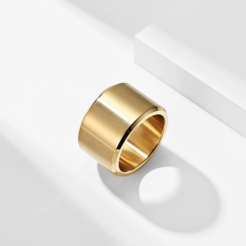 European and American hip-hop HIOHIP stainless steel K gold-plated large ring, domineering matte brushed men's ring