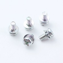 蓝白锌十字槽圆头三组合螺钉小盘头大平垫弹垫组合螺丝M3M4M5M6M8