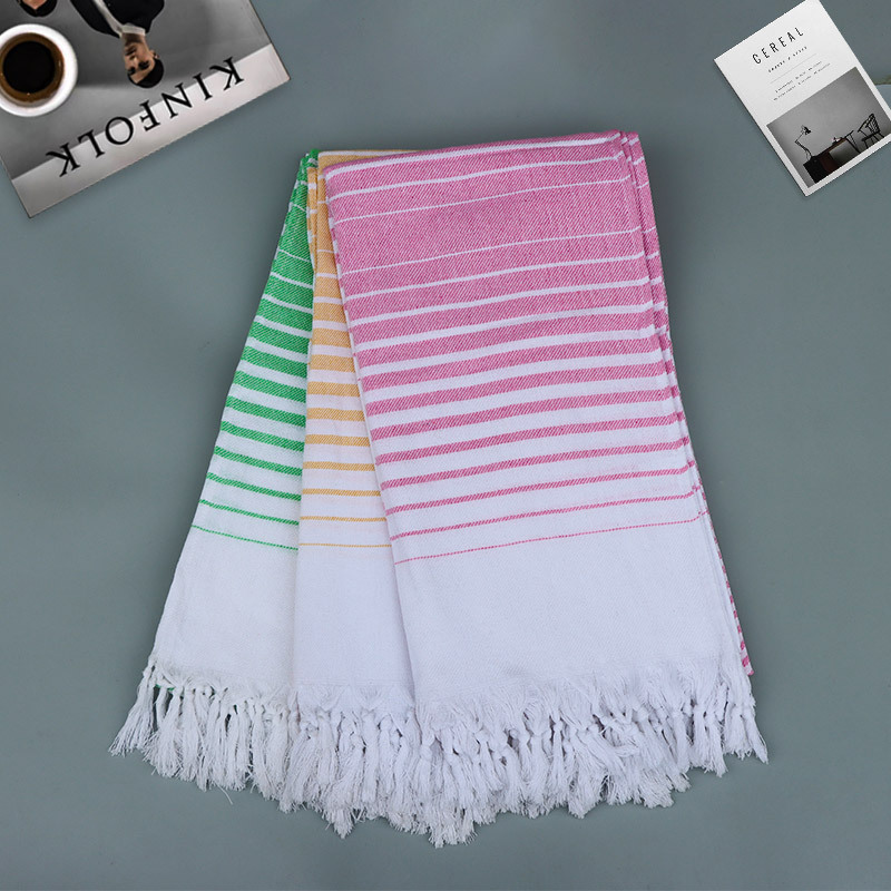 Cross-Border Foreign Trade European and American Turkish Beach Towel Tassel Striped Bath Towel Sun Protection Thickened Cotton Gradient Beach Towel Cross-Border Foreign Trade European and American Turkish Beach Towel Tassel Striped Bath Towel Sun Protection Thickened Cotton Gradient Beach Towel