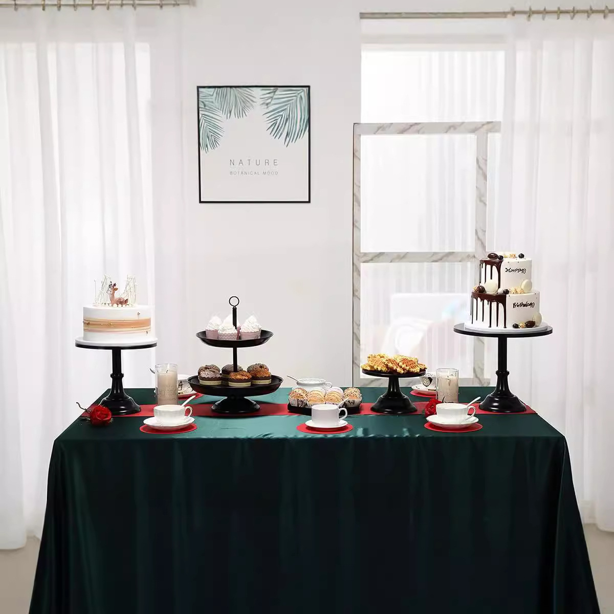Decoración de la mesa de postres de boda occidental cena fría pastel de tres capas de refrigerio estante de exhibición de decoración estante de pastel de hierro forjado