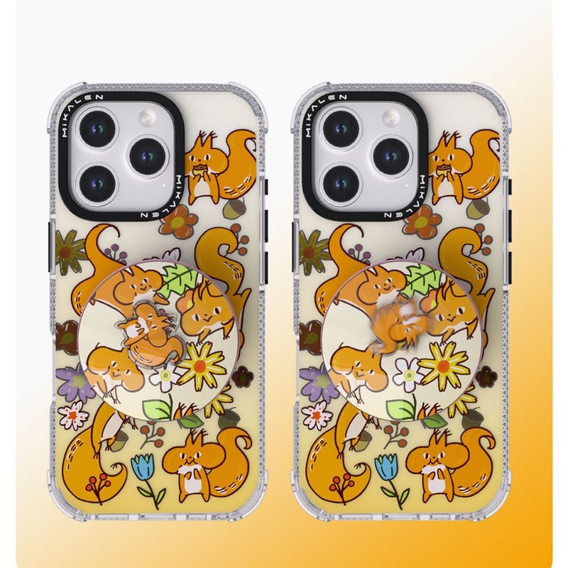 Mikalen は Apple 16promax アニマルパーティー斑点のある犬ガーランド猫磁気エアバッグ回転スタンドに適しています|undefined
