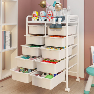Children's Toy Storage Rack Household Bookshelf Living Room Snack Trolley Storage Rack Floor-Standing Multi-Layer Mobile Organizing Rack
