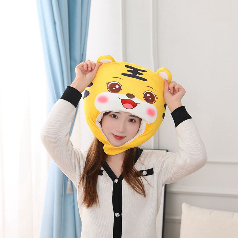 Wholesale soft printing tiger headgear hat plush headgear photo props photo props cartoon headgear