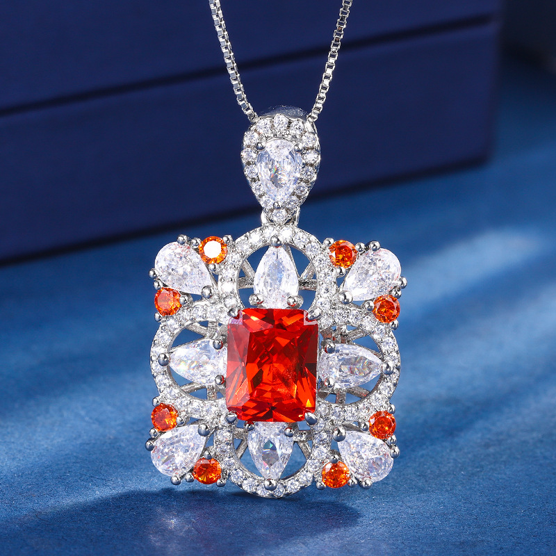 Zhuang Sheng joyas de cobre inferior chapado en oro de la joyería traje de simulación tesoro de color rectangular traje de diamante de color hembra piedra principal 8*10