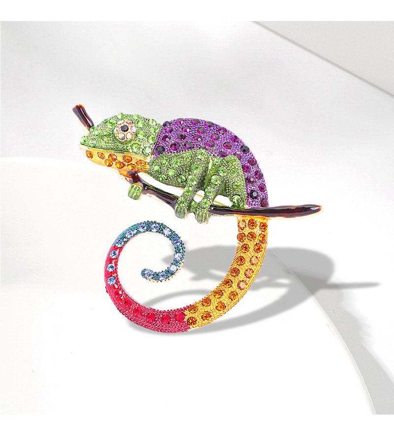Holiday, Daily Occasion Alloy Material Lizard Pattern Hip-Hop Retro Pin Lizard Alloy Rhinestones Unisex Brooches