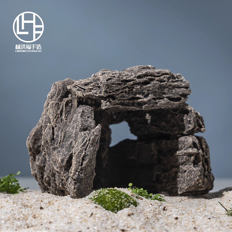 Chinese-Style Ceramic Fish Tank Landscaping Rockery Decoration Absorbent Stone Turtle Hiding Hole Climbing Platform Landscaping Water Feature Flowing Water Ornaments