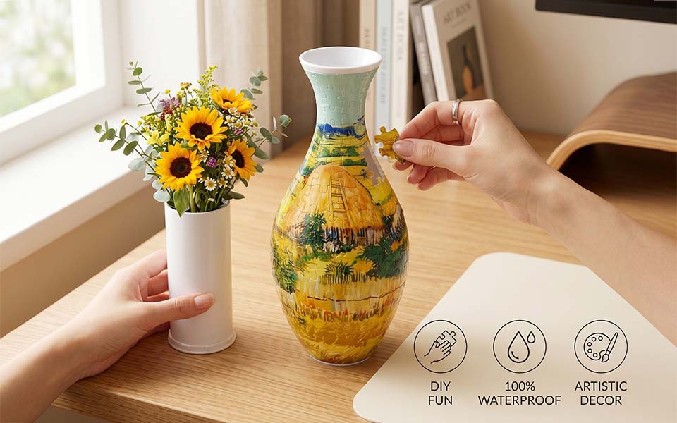 3d Puzzle Vase Blue And White Porcelain Creative Home Ornament_voghion.com