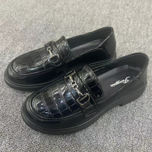 Spring New Loafers, Comfortable Soft-Soled Non-Slip Women's Shoes, Fashionable Korean Style Square-Heeled Work Shoes, Glossy Small Leather Shoes