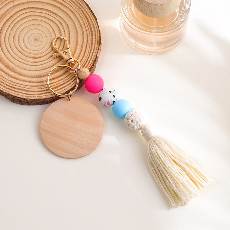30g Weight Keychain Classification 1 Piece Quantity Holiday, Daily Occasion Wood, Silica Gel Material Flower Pattern All Seasons Season Vacation, Classic Style Style 1 Piece Vacation Classic Style Flower Wood Silica Gel Keychain 7
