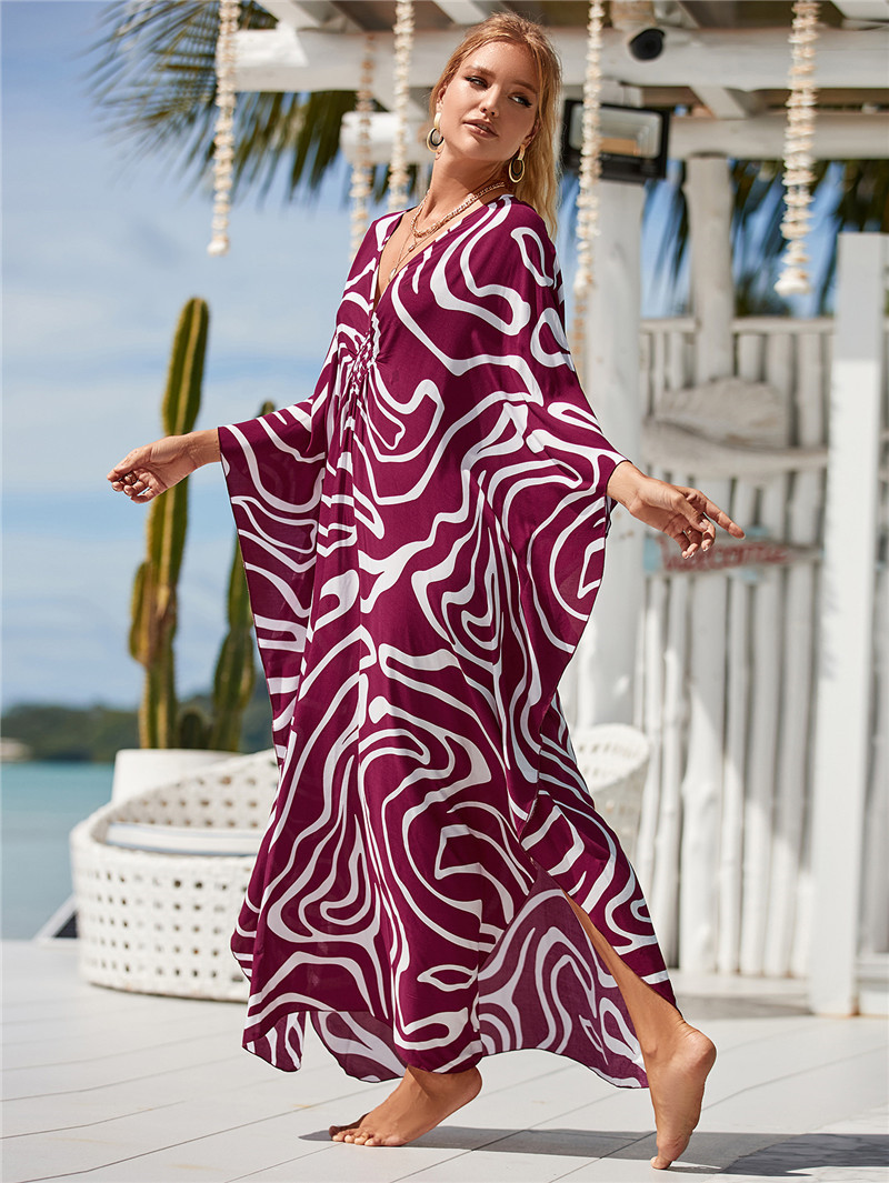 224g Weight Sunscreen Shirt Outerwear Type 3/4 Length Sleeve Sleeve Length Polyester Fabric Type Long Top Length V Neck Neckline Printing, Leopard Pattern Spring&Summer Season Women's Gender Vacation, Beach Style Women's Printing Leopard Vacation Beach Cover Ups 120