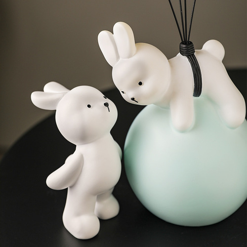 Creative bunny ornaments wine cabinet bookshelf decoration home living room children's room cute accessories housewarming gift