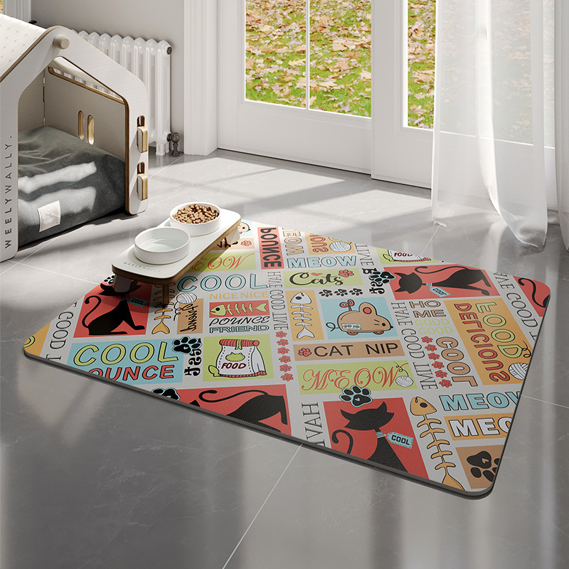 Tapete de Cuero para Alimentación de Mascotas, Impermeable para Perros y Gatos