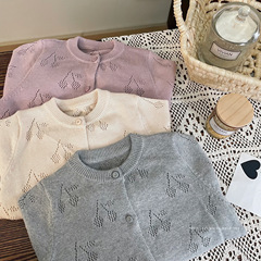 韓版童裝2024新款春裝女童毛衣外套兒童針織開衫女寶長袖上衣外套