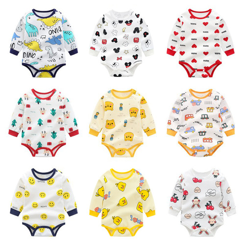 Baby HAI Newborn Baby All-in-One Suit Pure Cotton Autumn/Winter Korean Version Children Long Sleeve Puddle Suit Wholesale Crawling Suit Dropshipping