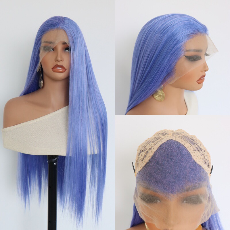 Retro Style Ancient Costume Beauty Wig with Three-Pointed Bangs, Universal Front Lace Synthetic Fiber Wig, High-Temperature Silk Styling Wig