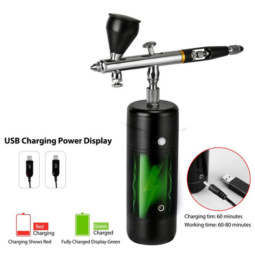 Compressor Airbrush Kit 32PSI Handheld Corded Airbrush Rechargeable Painting Tattoo Nail Art Makeup Cake Coloring