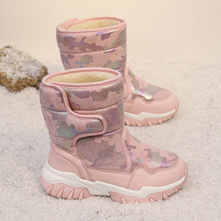 2024 Children's Shoes Northeast Winter New Boys' Snow Boots Girls' Sports Cotton Boots Teenagers Warm Cotton Shoes for Hair