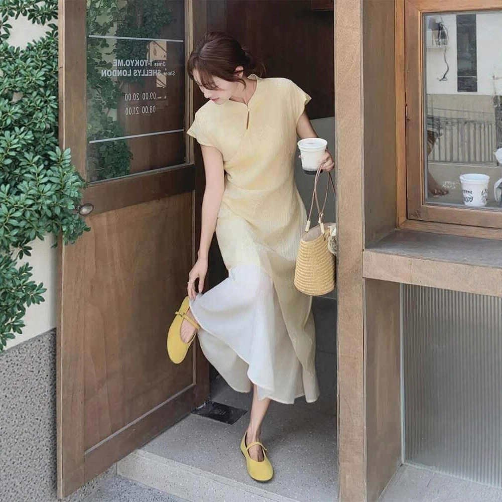New Chinese Style Improved Fake Two-Piece Cheongsam Skirt for Women 2025 Early Summer Wear New Dress Elegant and Appropriate Skirt