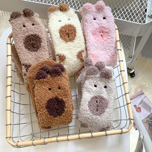 Coral velvet socks women's kappi bala socks winter thick warm wool cartoon socks Korean sleep socks