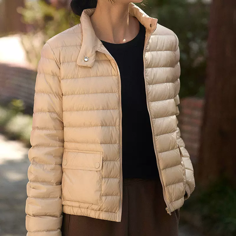 温暖而至"保暖轻便"立领轻型鹅绒服/轻柔质感三防羽绒服冬季女装