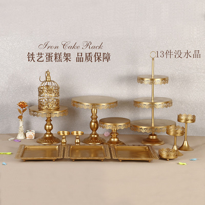 Estilo europeo de oro postre decoración de la Mesa soporte de exhibición de la boda de postre pastel estante decoración mesa té de la tarde Merienda stand combinación image 19