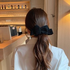 秋冬新款缎面蝴蝶结香蕉夹女甜美后脑勺高马尾扭扭夹一字夹子竖夹