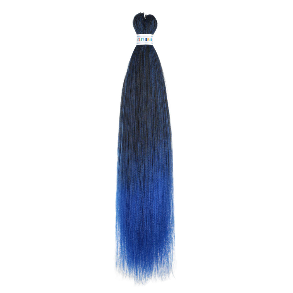 Trenzas fáciles de hacer de 26 pulgadas, cabello sintético colorido, trenzas grandes EZ, fibra sintética de baja temperatura, color degradado, cabello largo y liso.