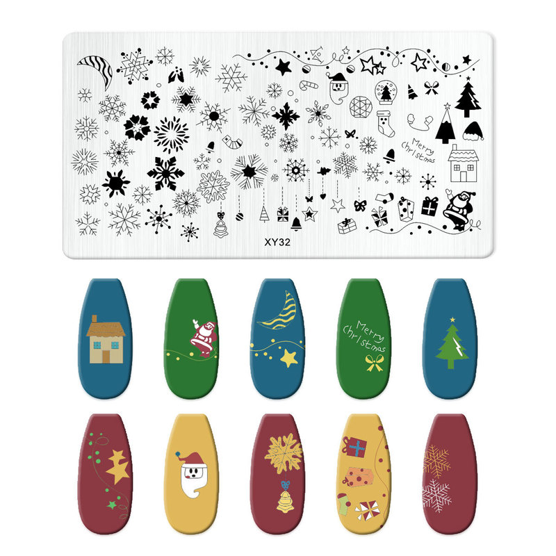 美甲印花钢板爆款雪花圣诞 NailSteelPlate转印指甲模板工具批发|undefined