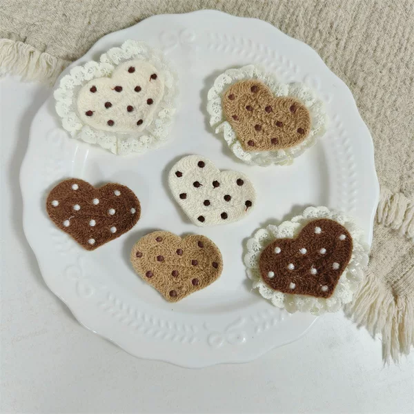 Felt Lace Polka Dot Heart Bangs Stickers Korean Sweet Girl Broken Hair Stickers Velcro Hair Accessories Accessories