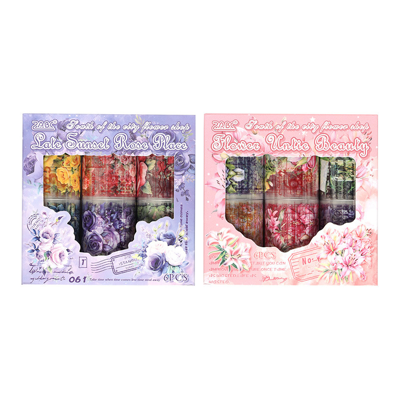 Florista de Chengnan transparente impermeable pet cinta adhesiva cubierta caja diy diario diario pegatinas de flores retro transfronterizas ramo pegatinas