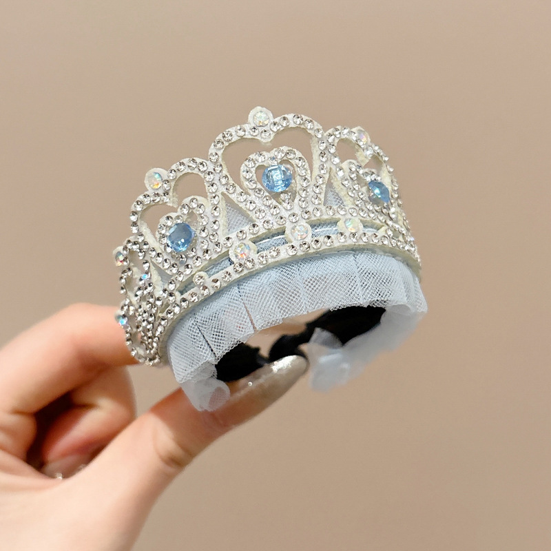 Bola de corona de hielo y nieve para niños, cabeza de placa, artefacto para el cabello, hebilla para el cabello, 2025, nuevo tocado de princesa para niñas, sin daño, horquilla