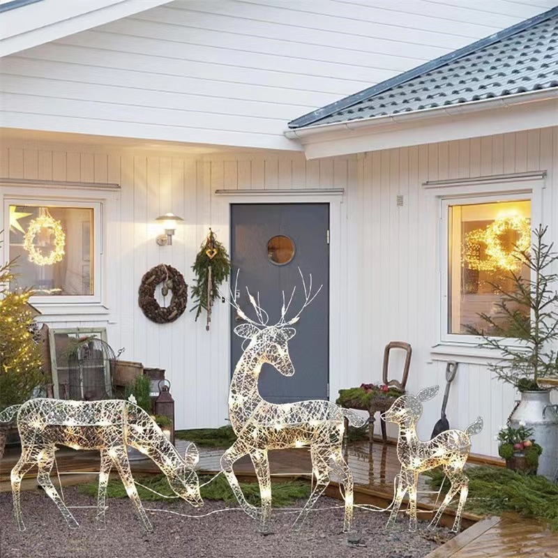クリスマスの鉄の装飾の置物diyクリスマスのヘラジカの装飾品led発光鹿のデパートの祝日のアイデアの装飾|undefined
